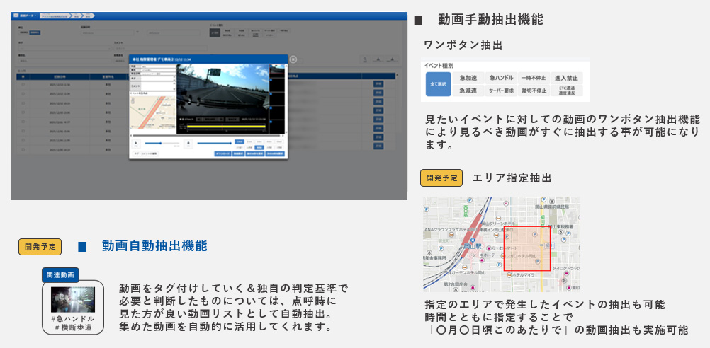 ドライブレコーダー動画閲覧機能