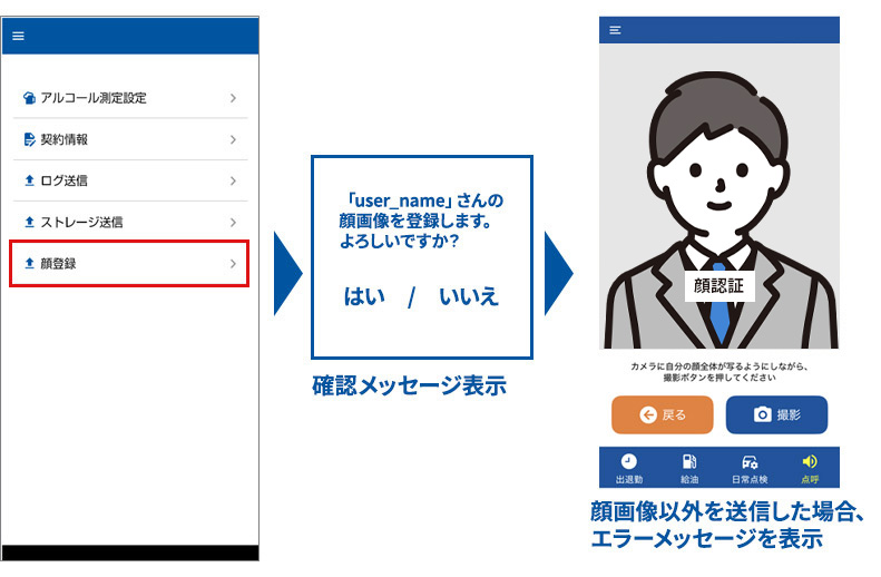 スマホアプリ【BSS Phone】を用いて顔認証を行います。